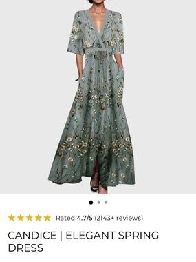 Elegant Floral V-Neck Maxi Dress in Sage Green